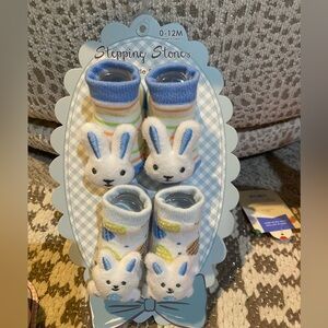 Stepping Stones Bunny Baby Shoes - Blue and White